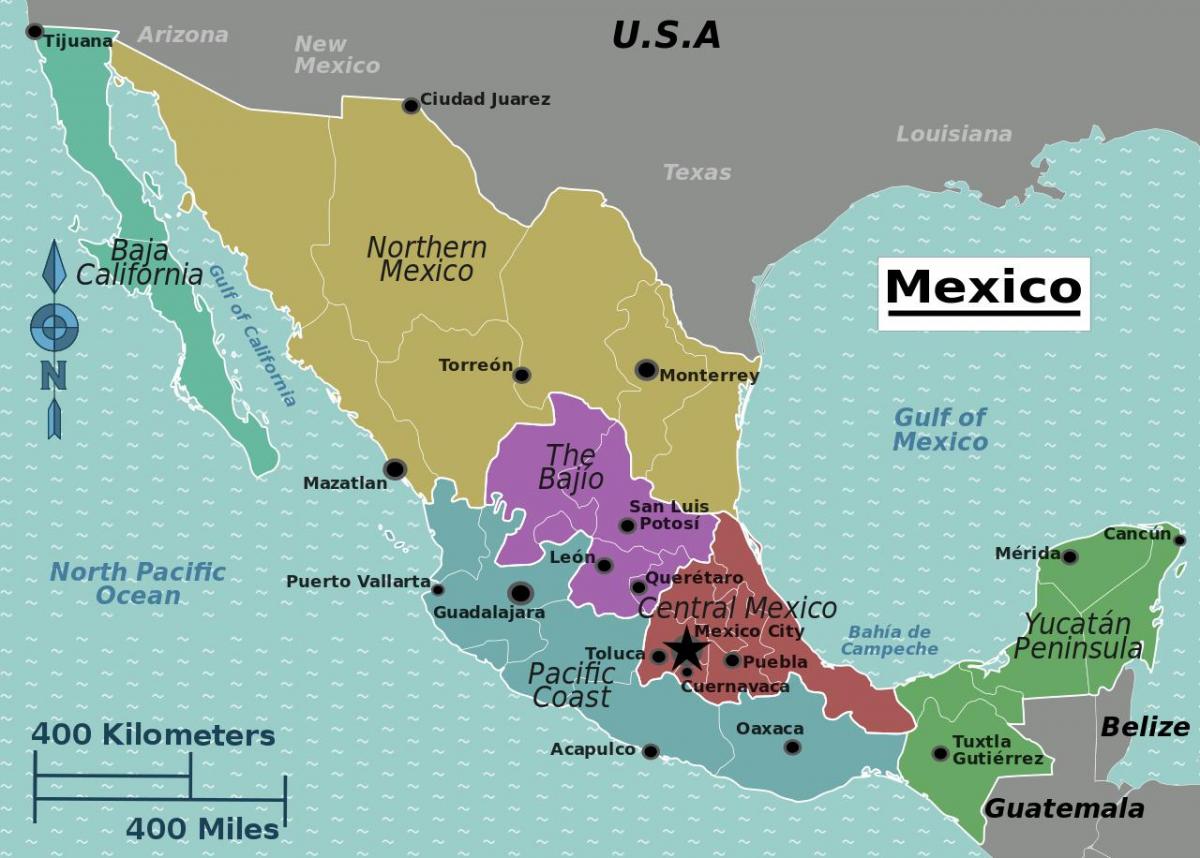 Mapa de las zonas de México