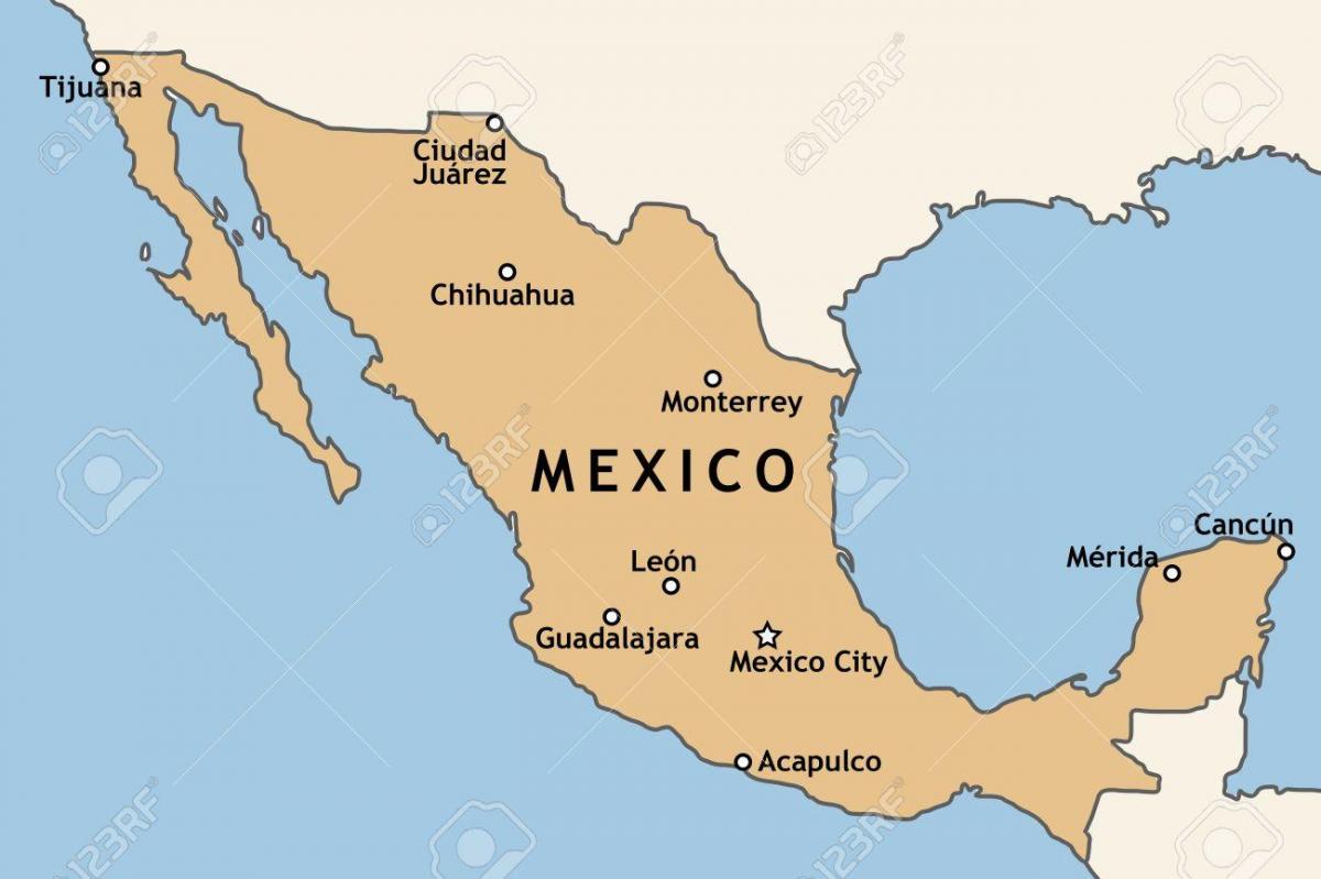 Mapa de México con las principales ciudades