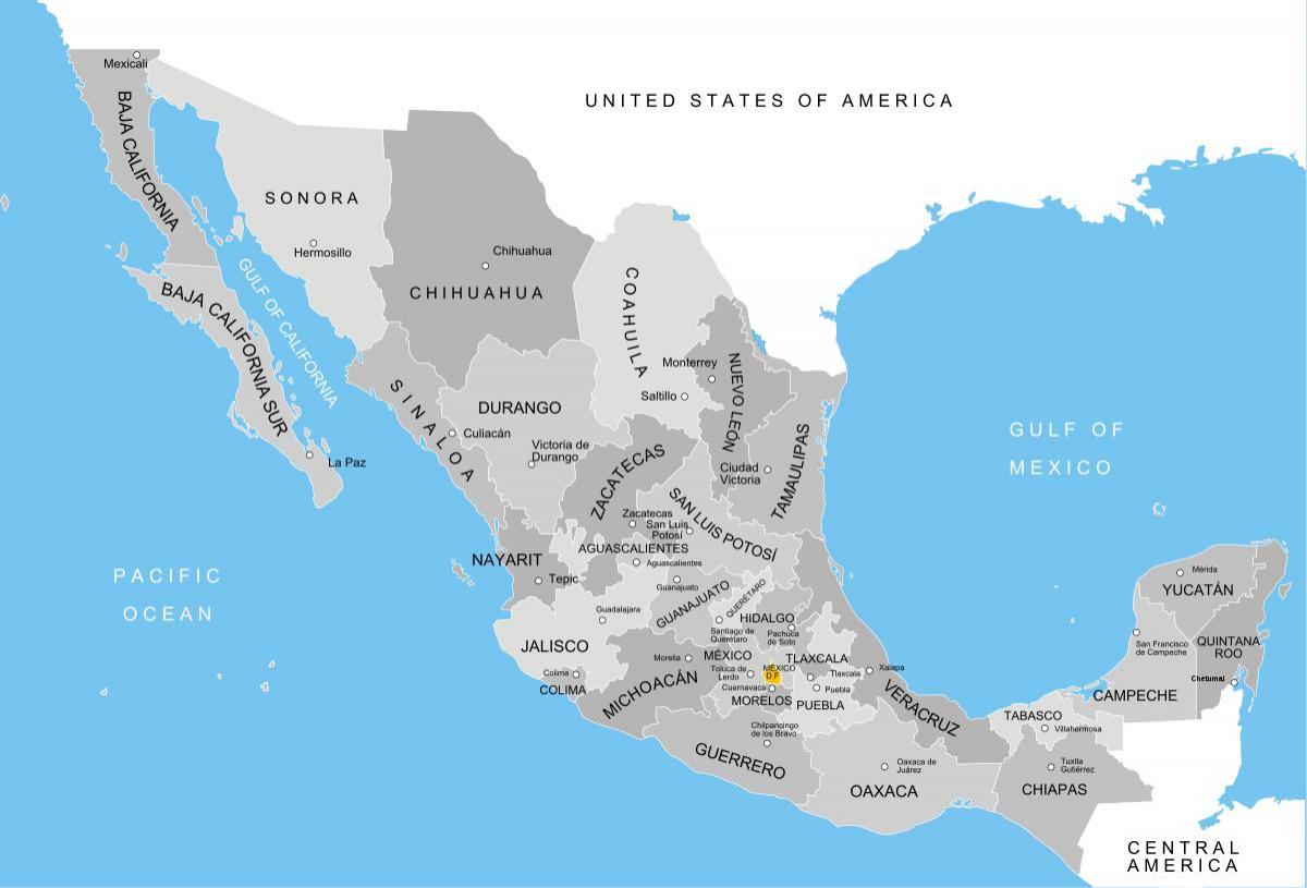 Mapa de los viñedos de México