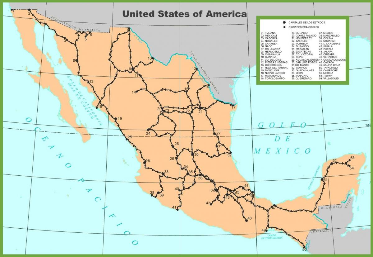 Mapa de las líneas de tren de México